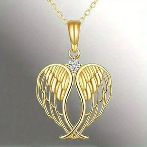 Heart Angel Wing Necklace (Color: Slight Darker Golden)